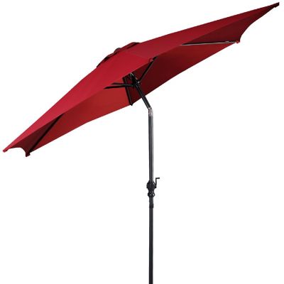 Costway 10FT Patio Umbrella 6 Ribs Market Steel Tilt W/ Crank Outdoor Garden Burgundy Image 1