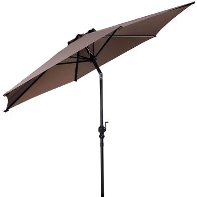 Costway 10FT Patio Umbrella 6 Ribs Market Steel Tilt W/ Crank Outdoor Garden Tan Image 1