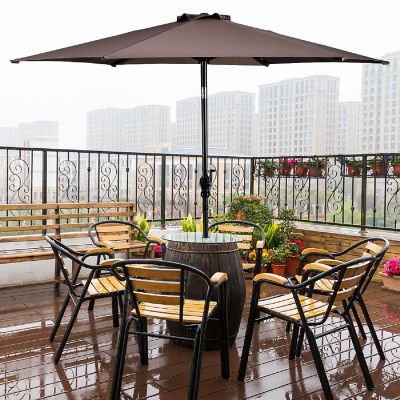 Costway 10FT Patio Umbrella 6 Ribs Market Steel Tilt W/ Crank Outdoor Garden Tan Image 1