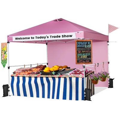 Costway 10'x10'Commercial Pop-up Canopy Tent Sidewall Folding Market Patio Pink Image 1