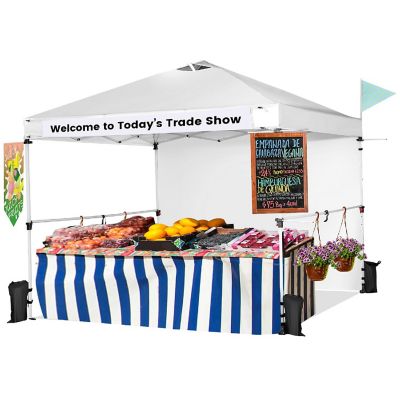Costway 10'x10'Commercial Pop-up Canopy Tent Sidewall Folding Market Patio White Image 1