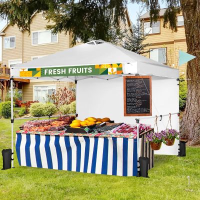 Costway 10'x10'Commercial Pop-up Canopy Tent Sidewall Folding Market Patio White Image 2