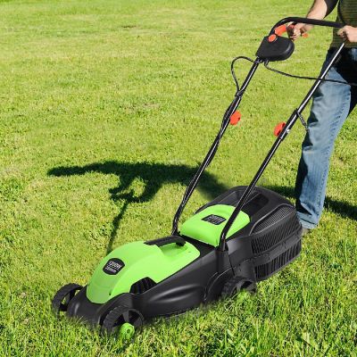 Costway 12 Amp 14-Inch Electric Push Lawn Corded Mower With Grass Bag Green Image 1