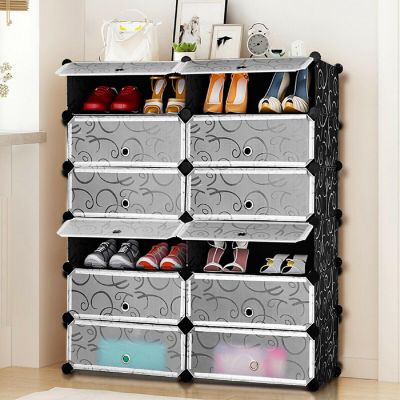 Costway 12 Cubic Portable Shoe Rack Shelf Cabinet Storage Closet Organizer Home Furni Image 1