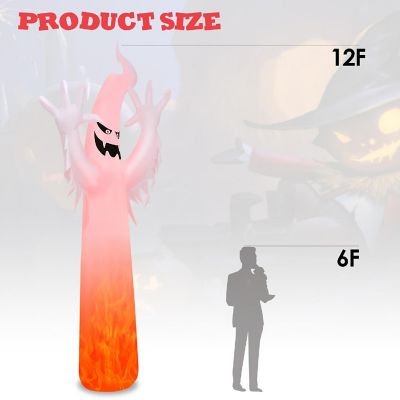 Costway 12 Ft Halloween Inflatable Ghost Yard Decoration w/ Built-in LED Lights Image 1