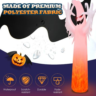 Costway 12 Ft Halloween Inflatable Ghost Yard Decoration w/ Built-in LED Lights Image 2