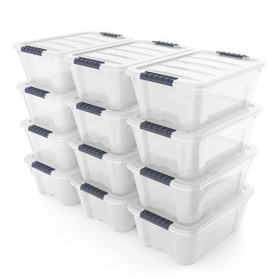 Costway 12 Pack Latch Stack Storage Box Tubs Bins Latches Handles Image 1
