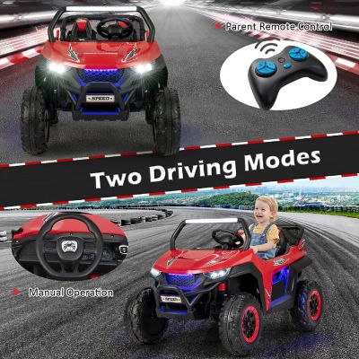 Costway 12V 2-Seater Kids Ride On UTV RC Electric Vehicle Suspension w/ Lights & Music Image 2