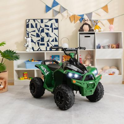 Costway 12V Battery Powered Kids Ride On ATV Electric 4-Wheeler Quad Car with  MP3 & Ligh Greent Image 1