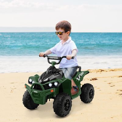 Costway 12V Battery Powered Kids Ride On ATV Electric 4-Wheeler Quad Car with  MP3 & Ligh Greent Image 2