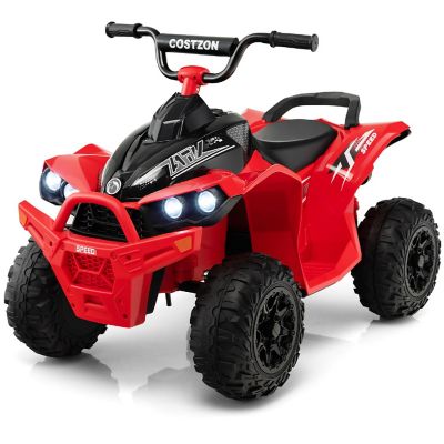 Costway 12V Battery Powered Kids Ride On ATV Electric 4-Wheeler Quad Car with  MP3 & Light Red Image 1