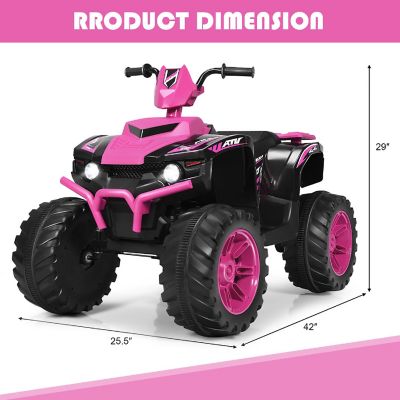 Costway 12V Kids 4-Wheeler ATV Quad Ride On Car w/ LED Lights Music  USB Pink Image 1