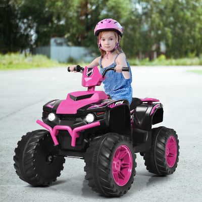 Costway 12V Kids 4-Wheeler ATV Quad Ride On Car w/ LED Lights Music  USB Pink Image 3