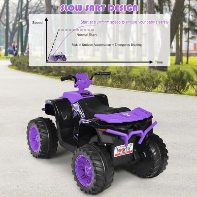 Costway 12V Kids 4-Wheeler ATV Quad Ride on Car W/ LED Lights Music USB Purple Image 3