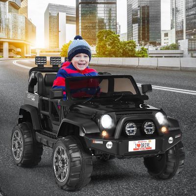 Costway 12V Kids Ride On Car 2 Seater Truck RC Electric Vehicles w/ Storage Room Black Image 1