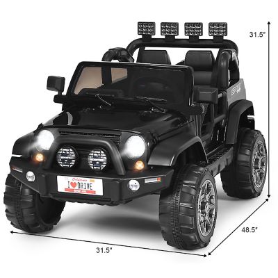 Costway 12V Kids Ride On Car 2 Seater Truck RC Electric Vehicles w/ Storage Room Black Image 2