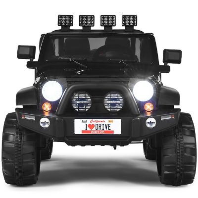 Costway 12V Kids Ride On Car 2 Seater Truck RC Electric Vehicles w/ Storage Room Black Image 3