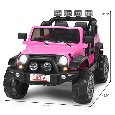 Costway 12V Kids Ride On Car 2 Seater Truck RC Electric Vehicles w/ Storage Room Pink Image 2