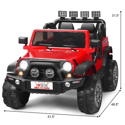 Costway 12V Kids Ride On Car 2 Seater Truck RC Electric Vehicles w/ Storage Room Red Image 2