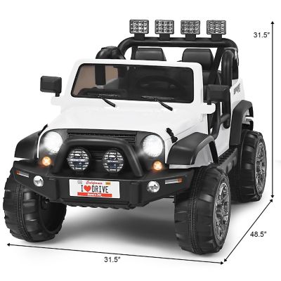 Costway 12V Kids Ride On Car 2 Seater Truck RC Electric Vehicles w/ Storage Room White Image 2