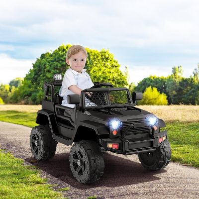 Costway 12V Kids Ride On Truck Car Electric Vehicle Remote w/ Music & Light Black Image 1