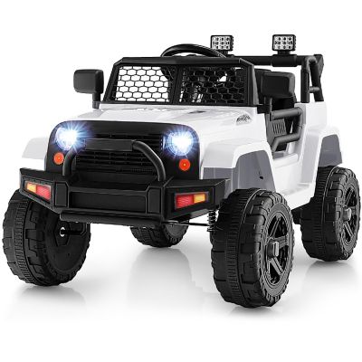 Costway 12V Kids Ride On Truck Car Electric Vehicle Remote w/ Music & Light White Image 1