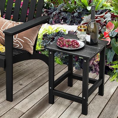 Costway 14'' Patio Adirondack Side End Table HDPE Square Weather Resistant Garden Black Image 1