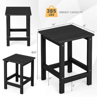 Costway 14'' Patio Adirondack Side End Table HDPE Square Weather Resistant Garden Black Image 2