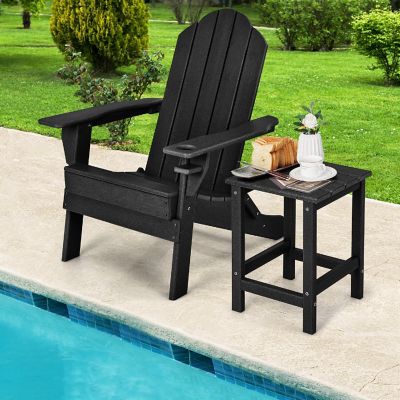 Costway 14'' Patio Adirondack Side End Table HDPE Square Weather Resistant Garden Black Image 3