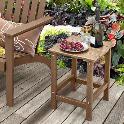 Costway 14'' Patio Adirondack Side End Table HDPE Square Weather Resistant Garden Brown Image 1