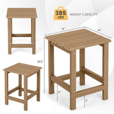 Costway 14'' Patio Adirondack Side End Table HDPE Square Weather Resistant Garden Brown Image 2