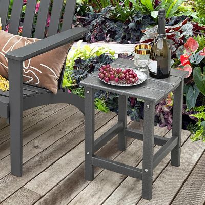Costway 14'' Patio Adirondack Side End Table HDPE Square Weather Resistant Garden Grey Image 1