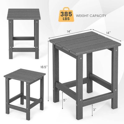 Costway 14'' Patio Adirondack Side End Table HDPE Square Weather Resistant Garden Grey Image 2