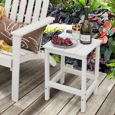 Costway 14'' Patio Adirondack Side End Table HDPE Square Weather Resistant Garden White Image 1