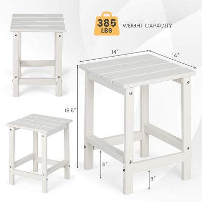 Costway 14'' Patio Adirondack Side End Table HDPE Square Weather Resistant Garden White Image 2