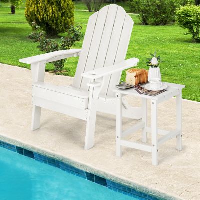 Costway 14'' Patio Adirondack Side End Table HDPE Square Weather Resistant Garden White Image 3