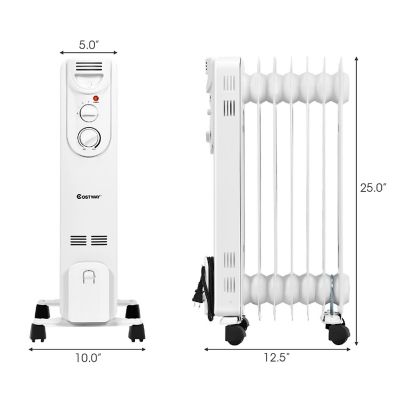 Costway 1500W Electric Indoor Oil Heater W/3 Heat Settings & Safe Protection for Home Image 3