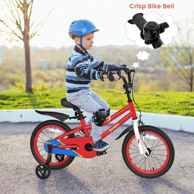 Costway 16'' Kid's Bike with Removable Training Wheels & Basket for 4-7 Years Old Red Image 2