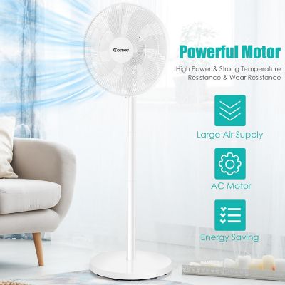 Costway 16'' Oscillating Pedestal Fan 3-Speed Adjustable Height w/ Remote Control Image 3