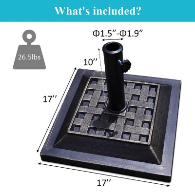 Costway 17.5'' Umbrella Base Stand Market Patio Standing Outdoor Living Heavy Duty (Square) Image 2