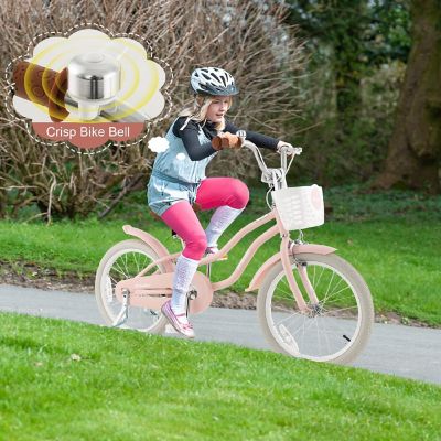 Costway 18'' Kids Bike Toddler Bicycle with Training Wheel Kickstand for 4-8 Years Old Pink Image 2