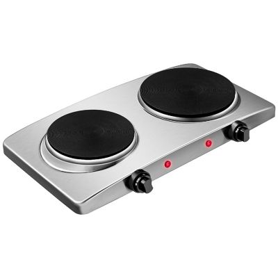 Costway 1800W Double Hot Plate Electric Countertop Burner Stainless Steel 5 Power Levels Image 1