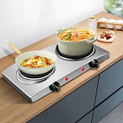 Costway 1800W Double Hot Plate Electric Countertop Burner Stainless Steel 5 Power Levels Image 2