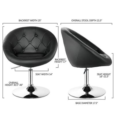 Costway 1PC Accent Chair Adjustable Modern Swivel Round Tufted Back  PU Leather Black Image 1
