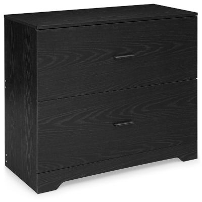 Costway 2-Drawer Lateral File Cabinet w/Adjustable Bars for Home Office Black Image 1