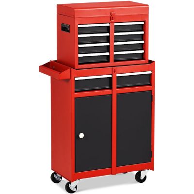 Costway 2 in 1 Tool Chest & Cabinet with 5 Sliding Drawers Rolling Garage Box Organizer Image 1
