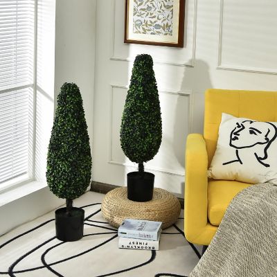 Costway 2 Pack 3FT Artificial Tower Topiary Tree UV Resistant Indoor Outdoor Image 2