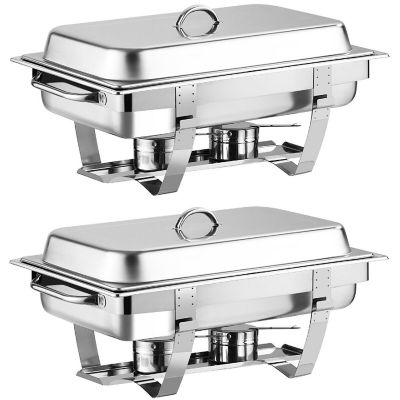 Costway 2 Packs Full Size Chafing Dish 9 Quart Stainless Steel Rectangular Chafer Buffet Image 1