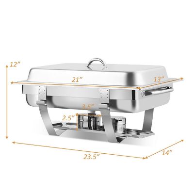 Costway 2 Packs Full Size Chafing Dish 9 Quart Stainless Steel Rectangular Chafer Buffet Image 2