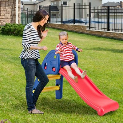 Costway 2 Step Children Folding Slide Plastic Fun Toy Up-down Suitable for Kids Image 2